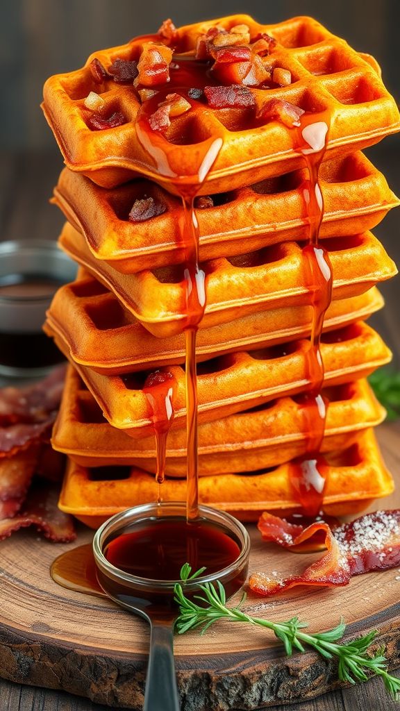 Sweet Potato and Bacon Waffles