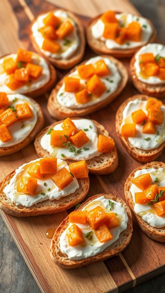 Sweet Potato and Goat Cheese Crostini