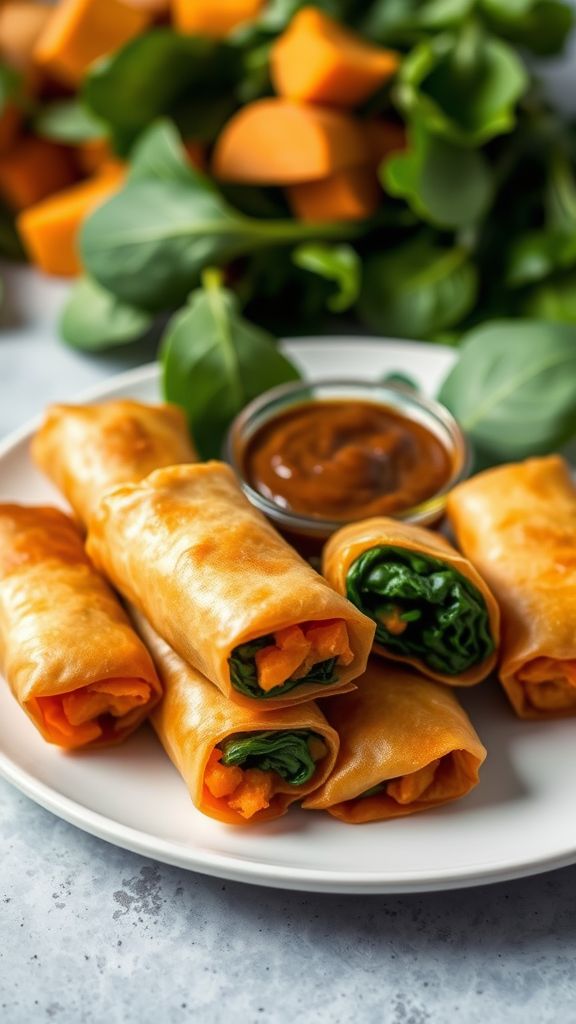 Sweet Potato and Spinach Spring Rolls  