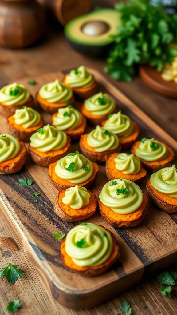 Sweet Potato Bites with Avocado Cream  