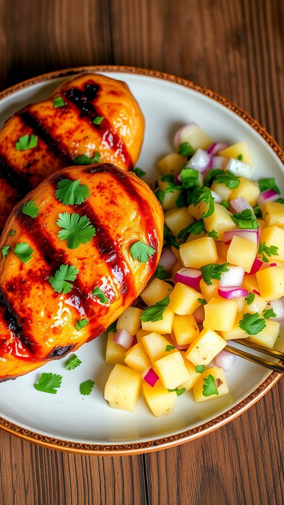 Teriyaki Alice Springs Chicken with Pineapple Salsa