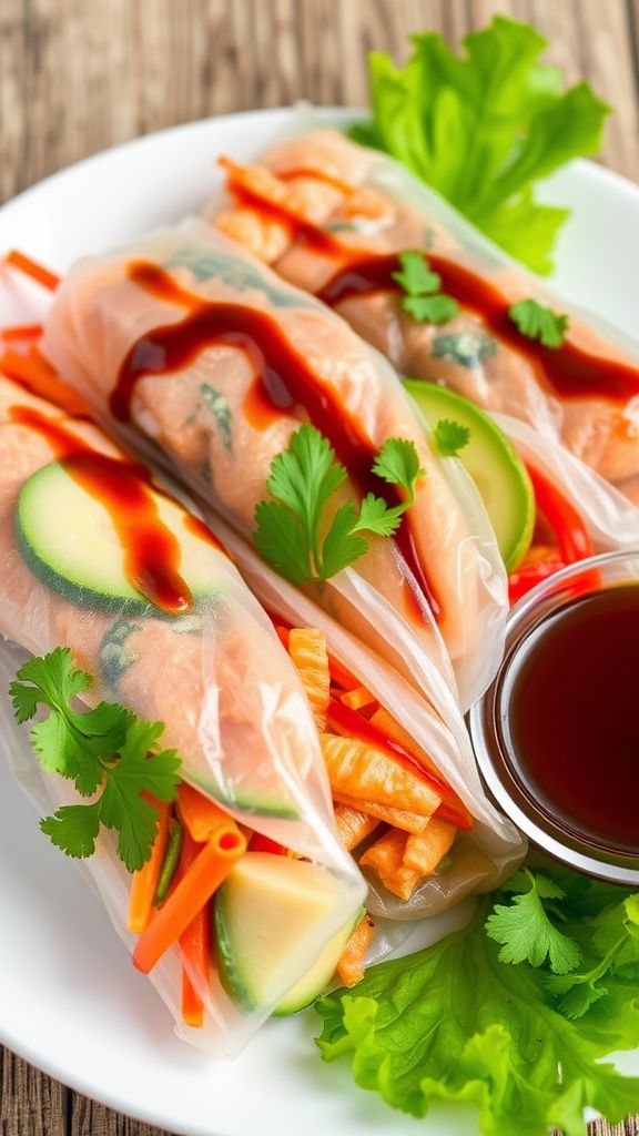 Teriyaki Salmon Spring Rolls  