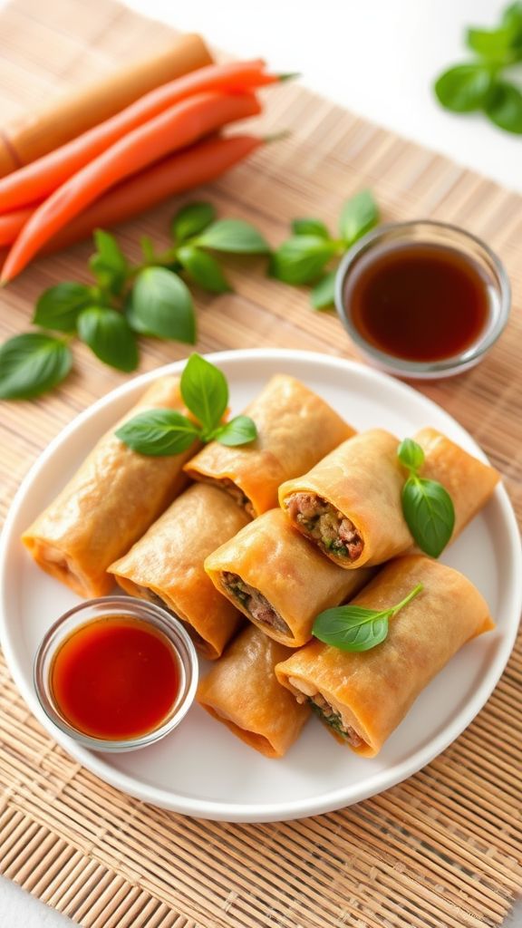 Thai Basil Beef Spring Rolls  