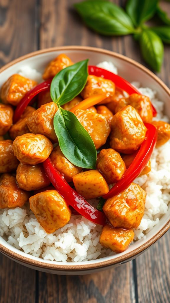 Thai Basil Chicken Stir-Fry with Bell Peppers