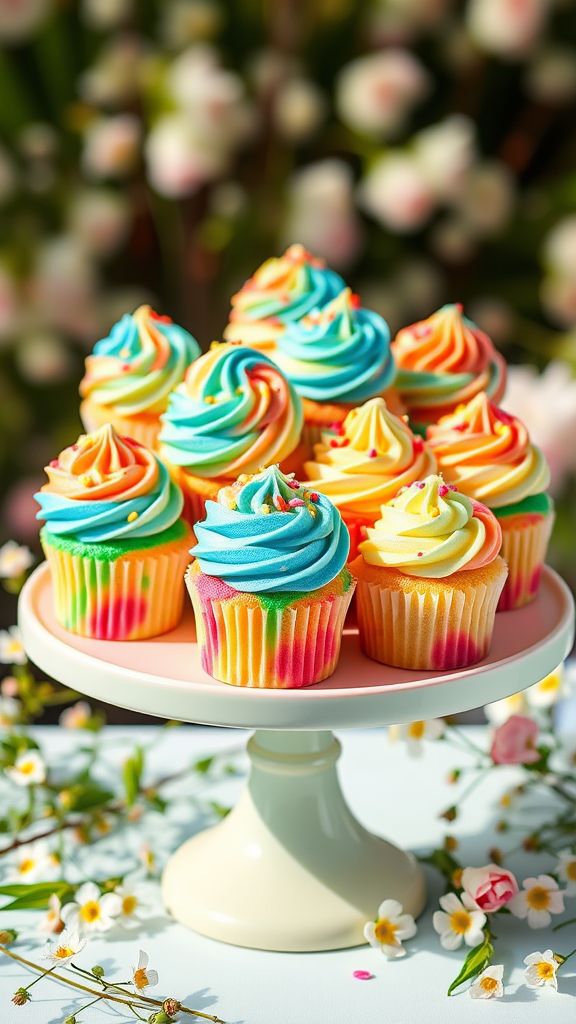 Tie-Dye Spring Cupcakes  