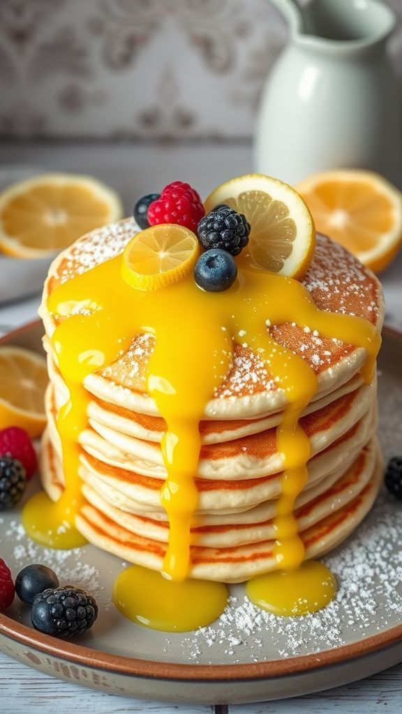 Vanilla Bean Pancakes with Lemon Glaze