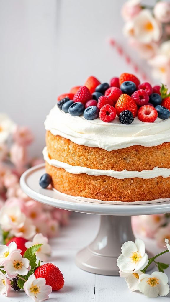 White Chocolate Berry Bloom Cake