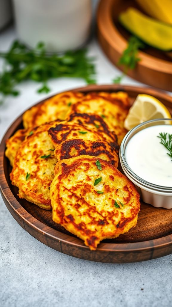 Zucchini Fritters with Yogurt Dip  