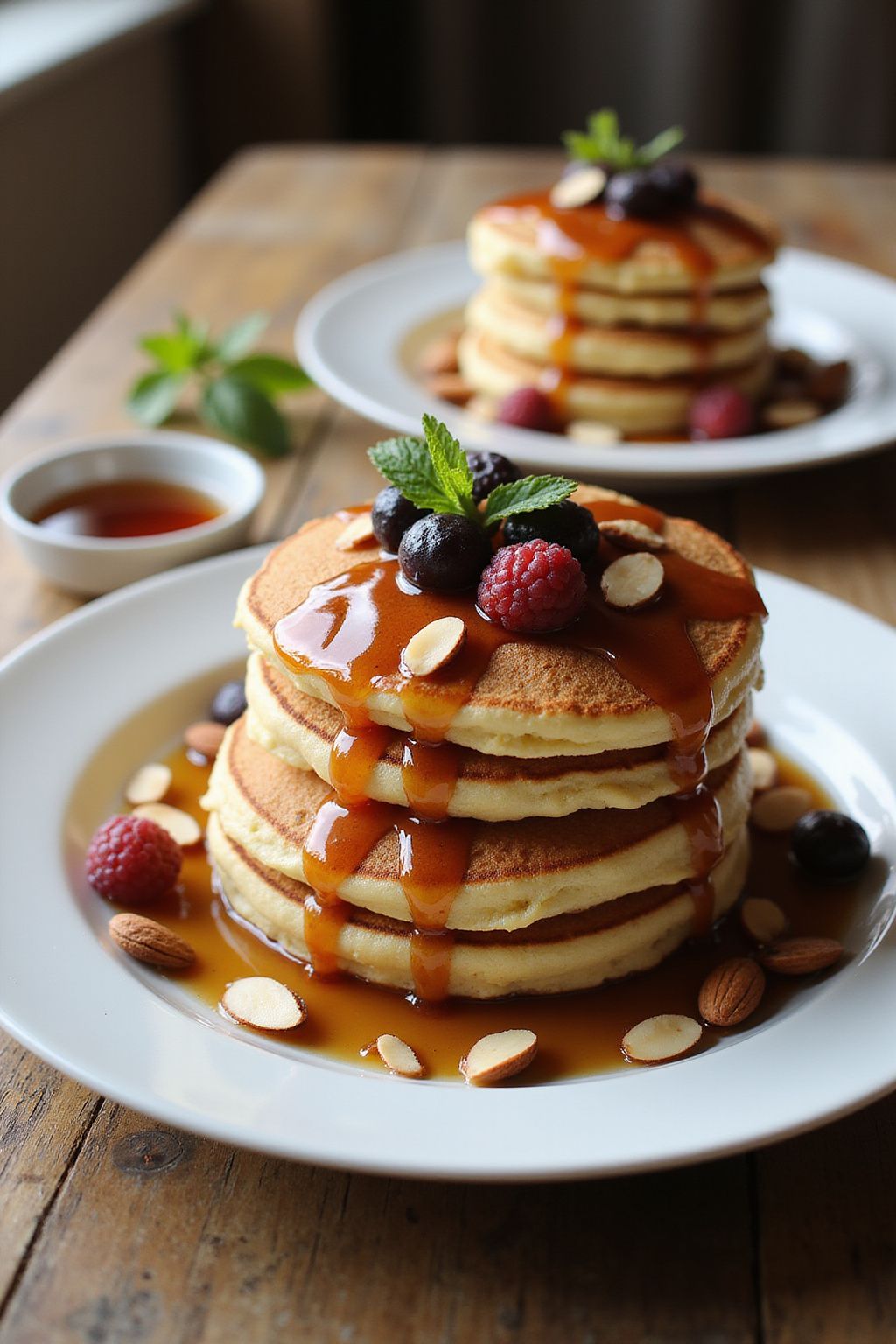 Almond Flour Pancakes with Maple Syrup  