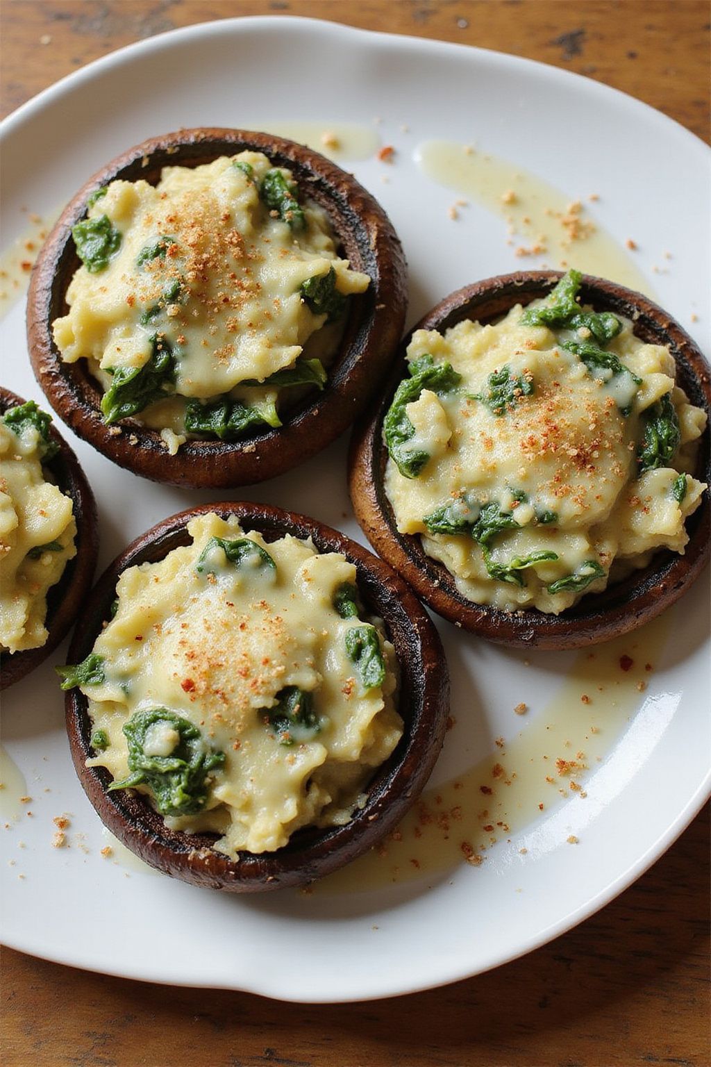 Artichoke and Spinach Stuffed Portobello Mushrooms