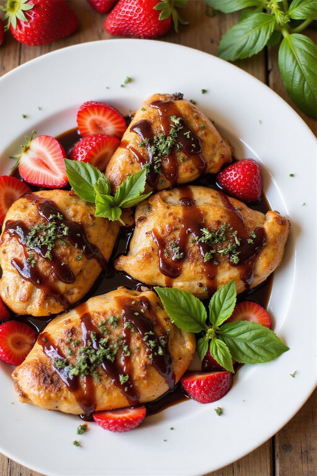 Balsamic Glazed Spring Chicken with Strawberries