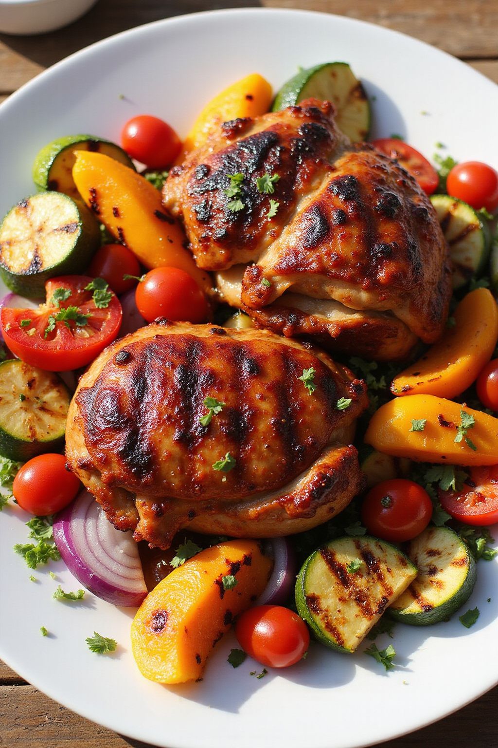 BBQ Spring Chicken with Grilled Vegetables