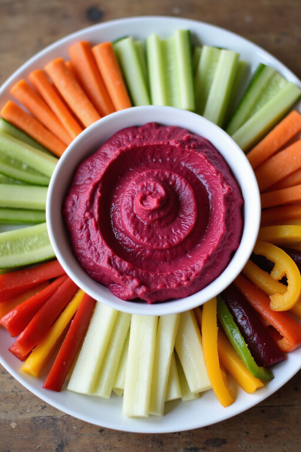 Beet Hummus and Veggie Platter  