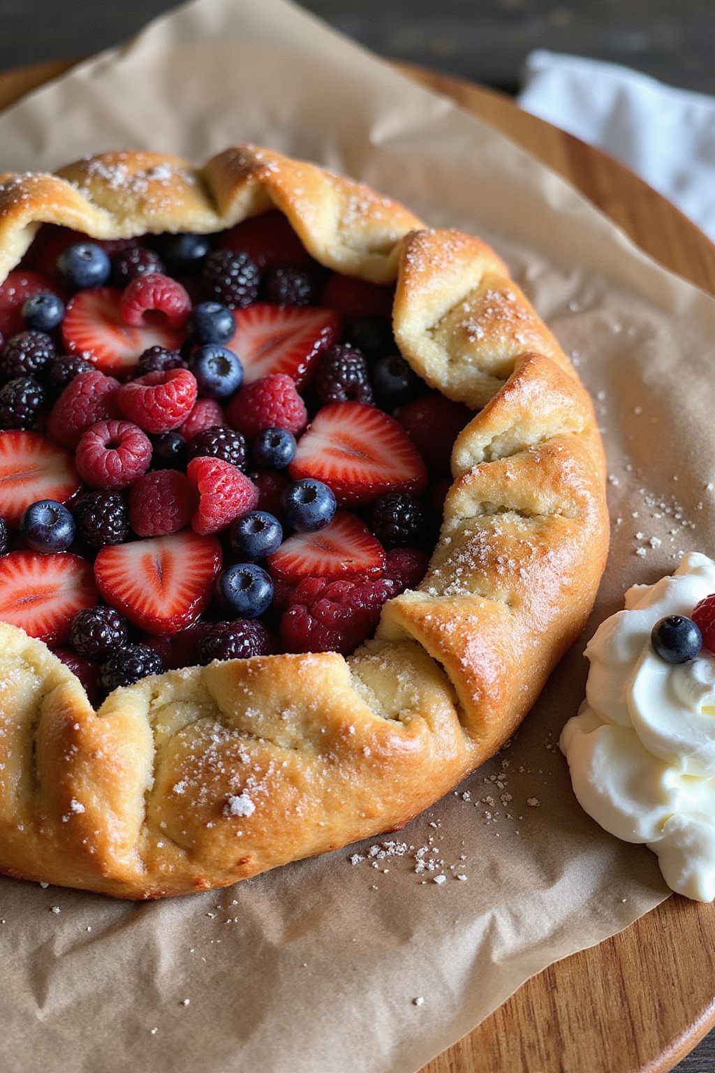 Berry Galette with Whipped Cream  