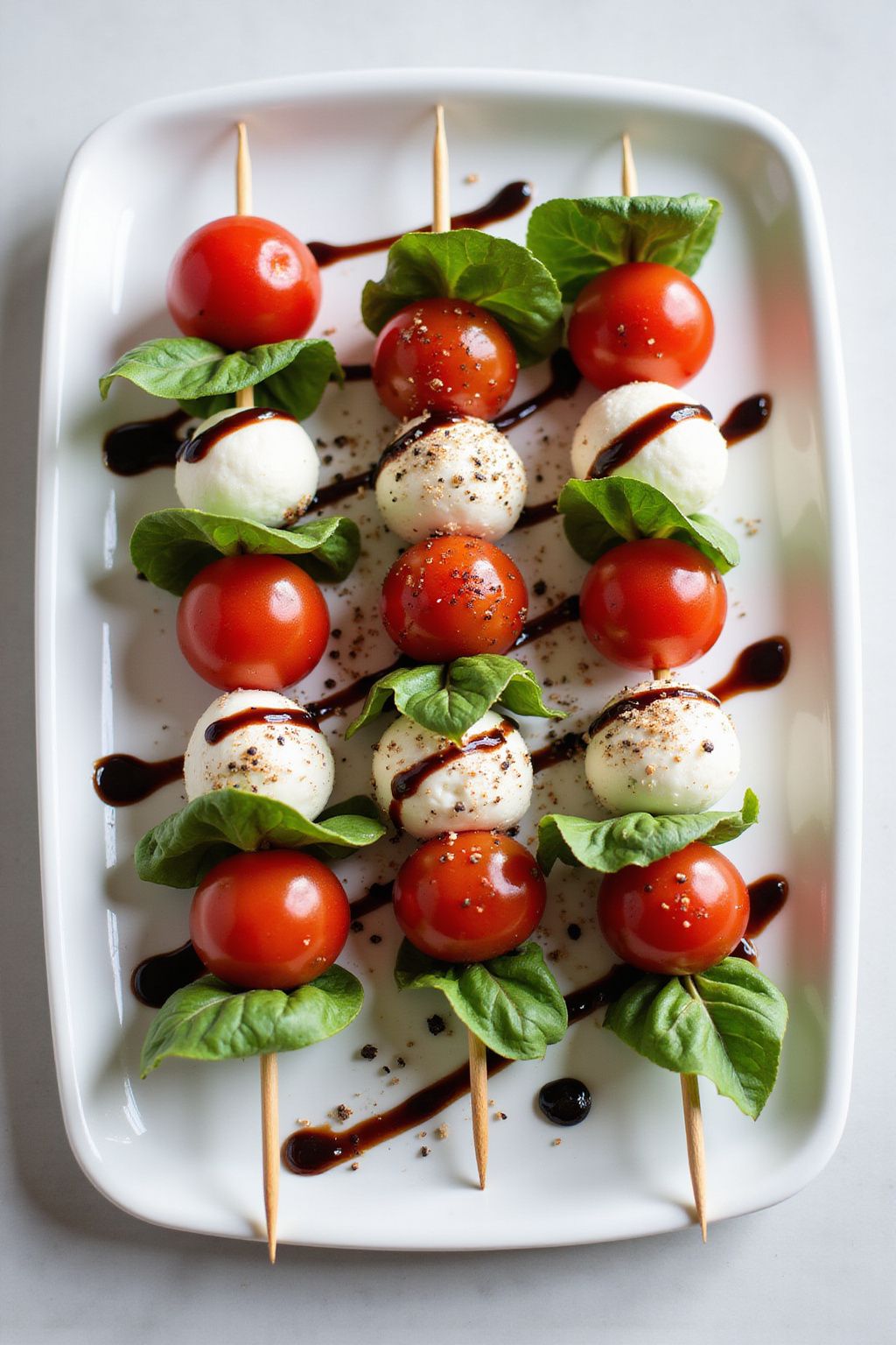 Caprese Skewers with Balsamic Drizzle  