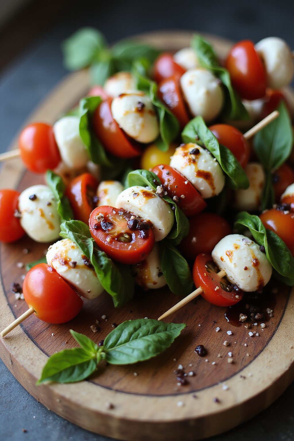 Caprese Skewers with Balsamic Glaze  