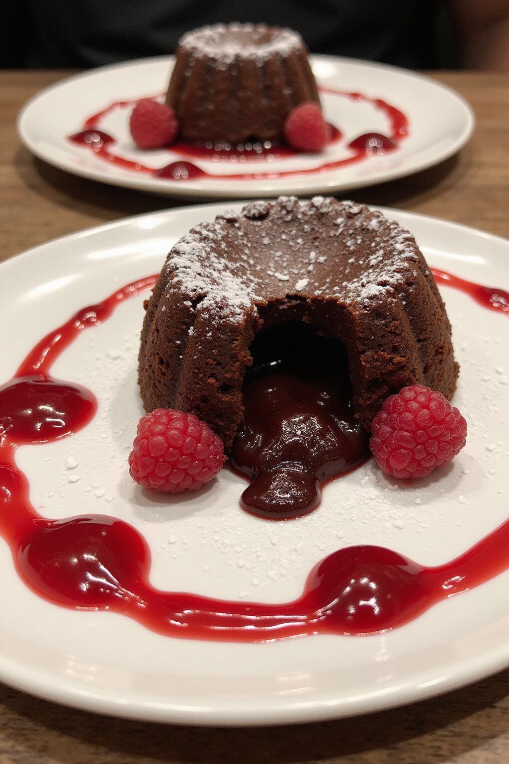 Chocolate Lava Cake with Raspberry Coulis 