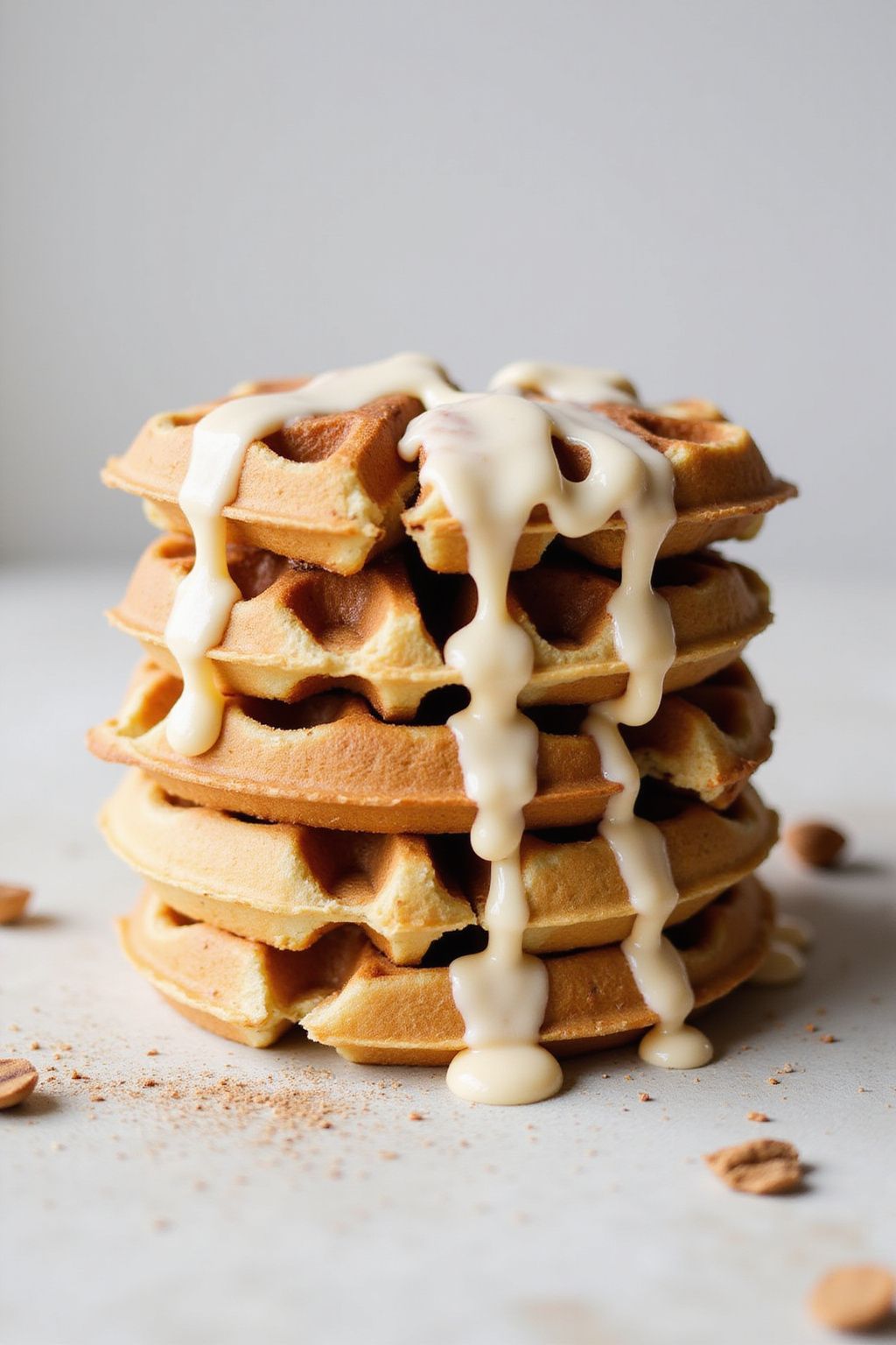 Cinnamon Roll Waffles with Cream Cheese Icing