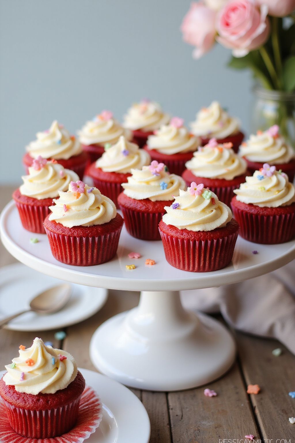 Classic Red Velvet Mother's Day Cupcakes 