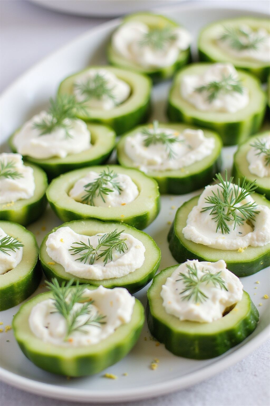 Cucumber Cups with Lemon Dill Cream Cheese  