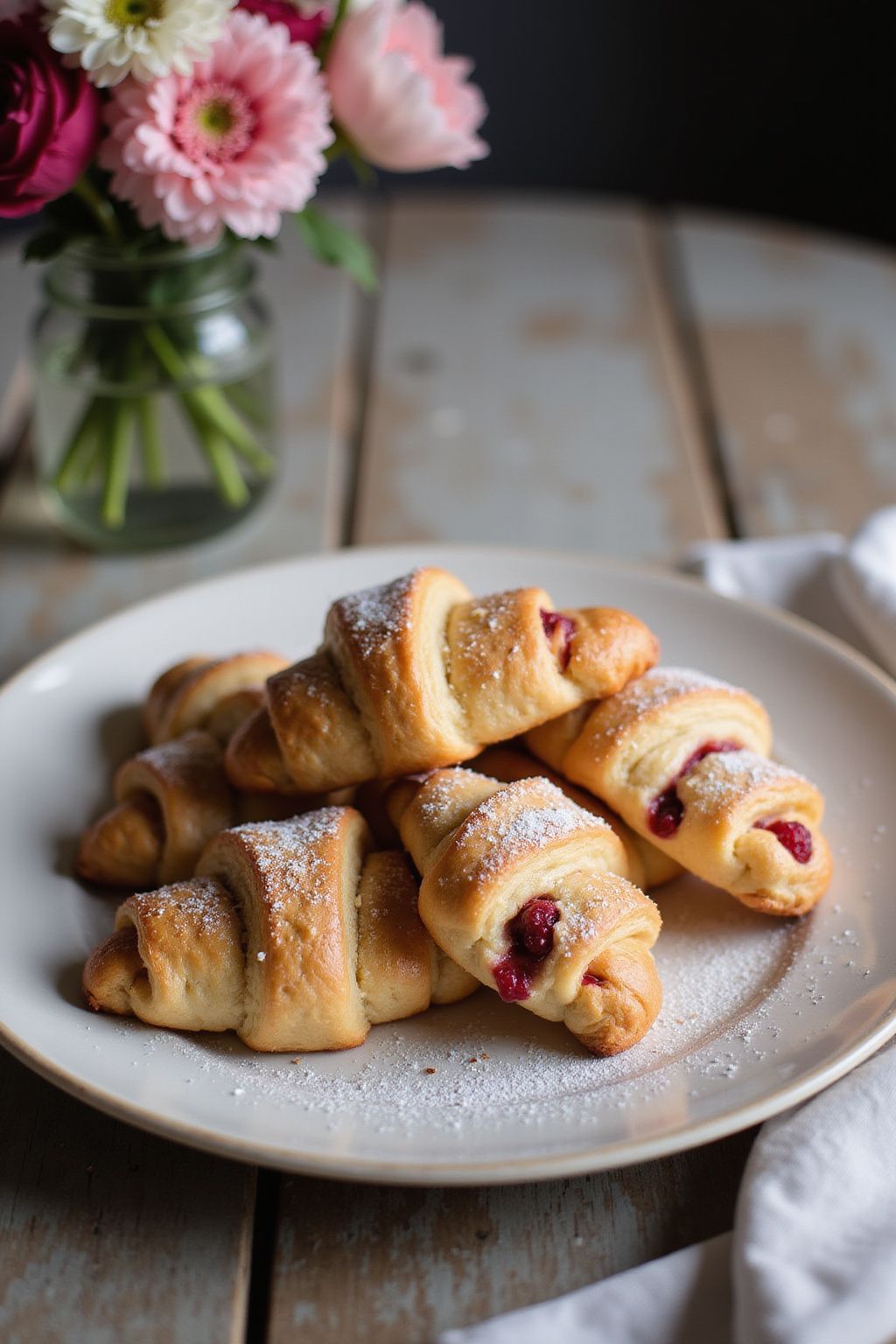 Flaky Raspberry Almond Croissants  