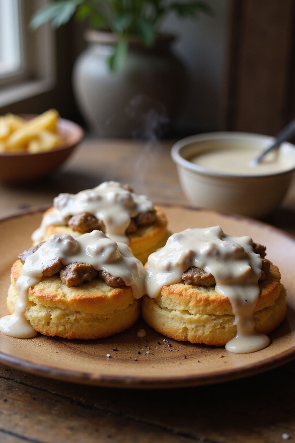 Fluffy Biscuits with Sausage Gravy