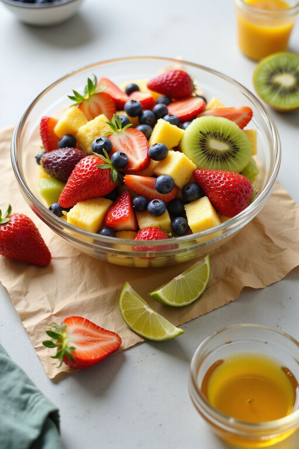 Fresh Fruit Salad with Honey Lime Dressing  