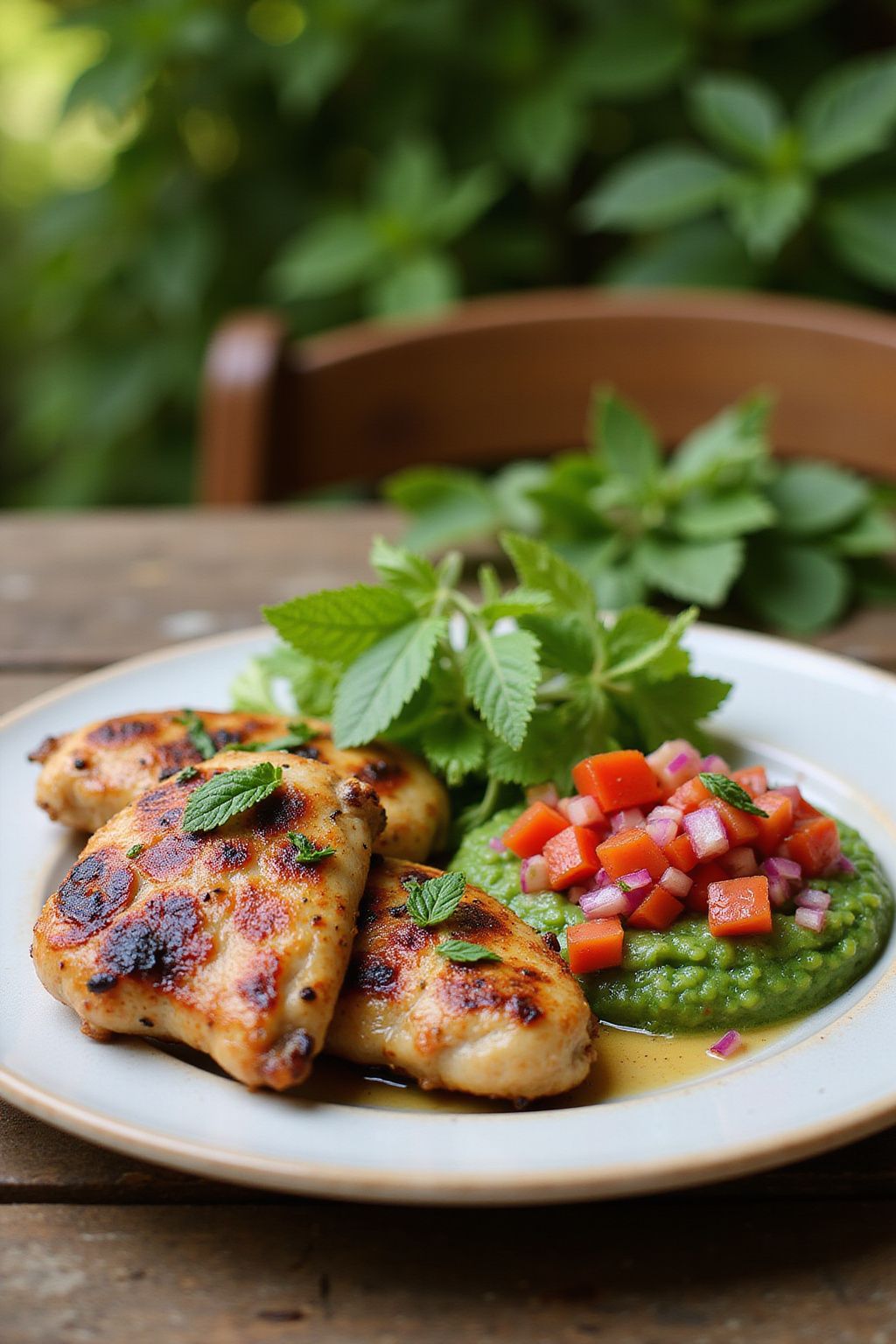 Grilled Spring Chicken with Fresh Mint Salsa