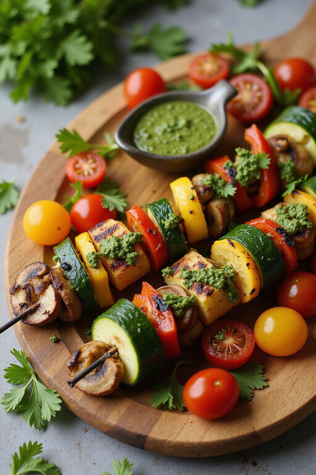 Grilled Vegetable Skewers with Chimichurri