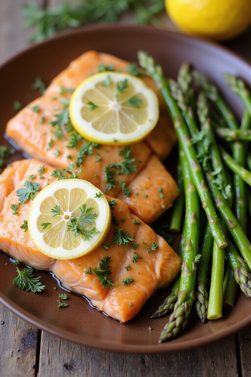 Herbed Lemon Butter Salmon with Asparagus 