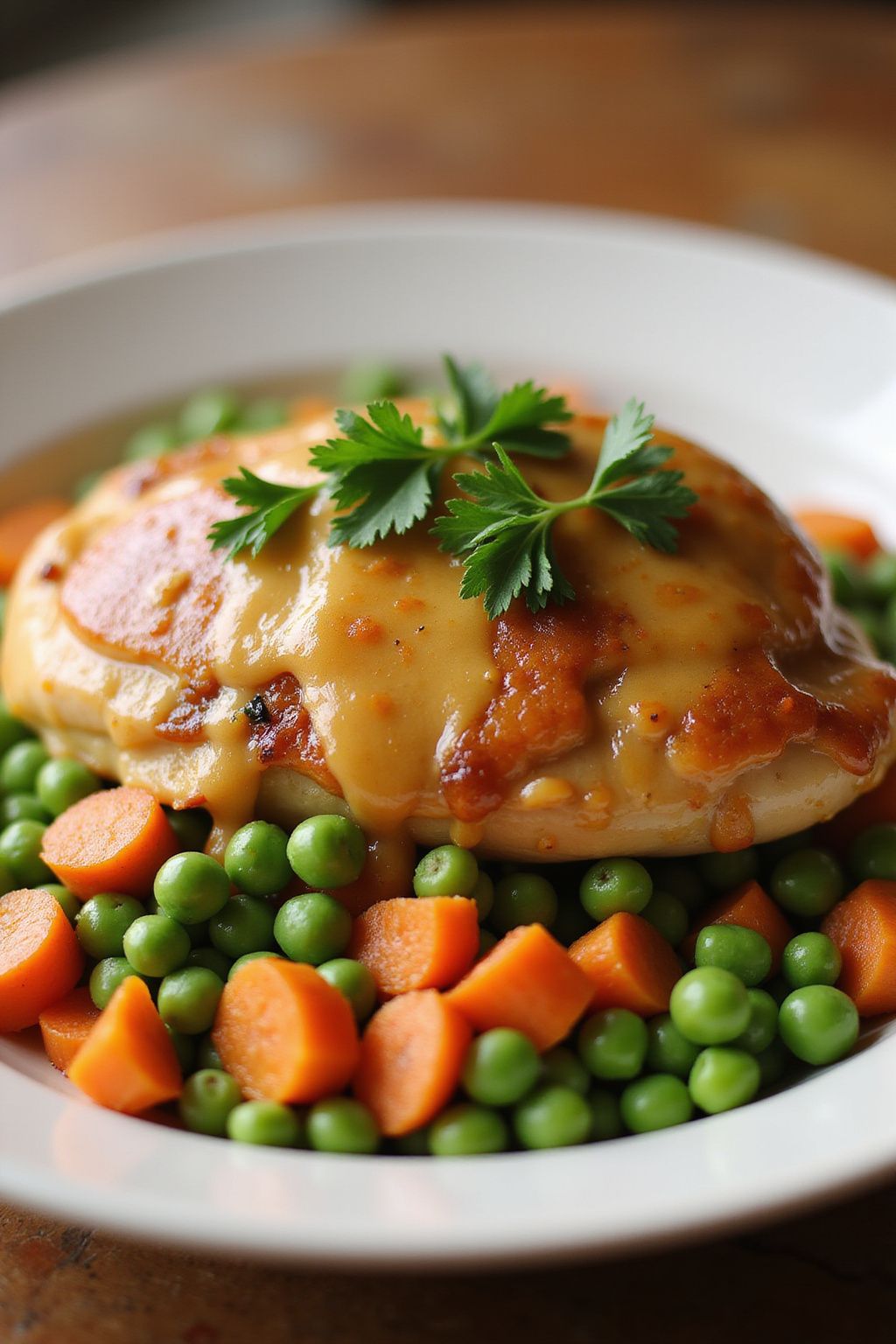 Honey Mustard Chicken with Peas and Carrots