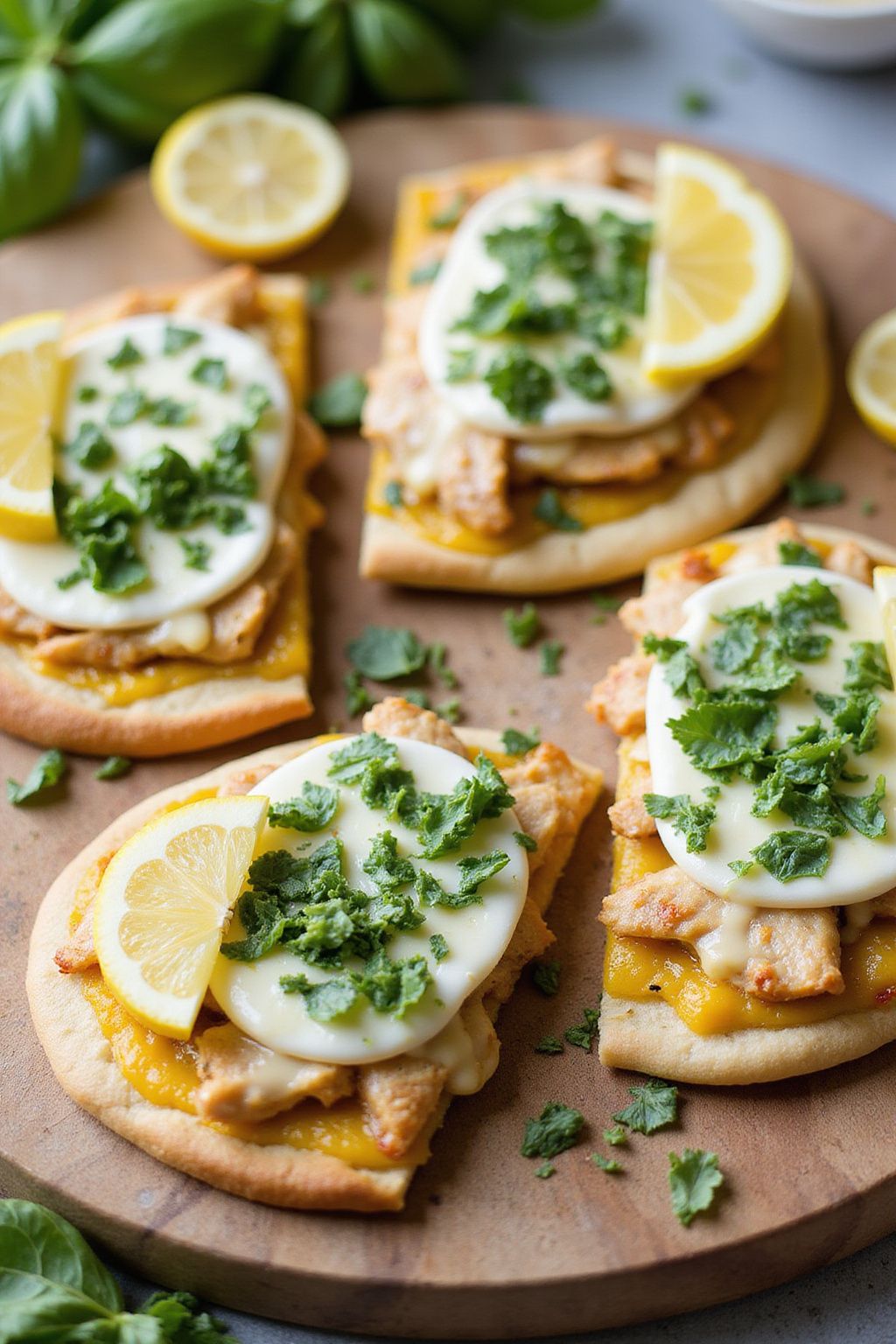 Lemon Basil Spring Chicken Flatbreads