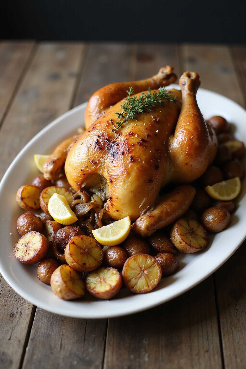 Lemon-Thyme Roasted Chicken with Baby Potatoes