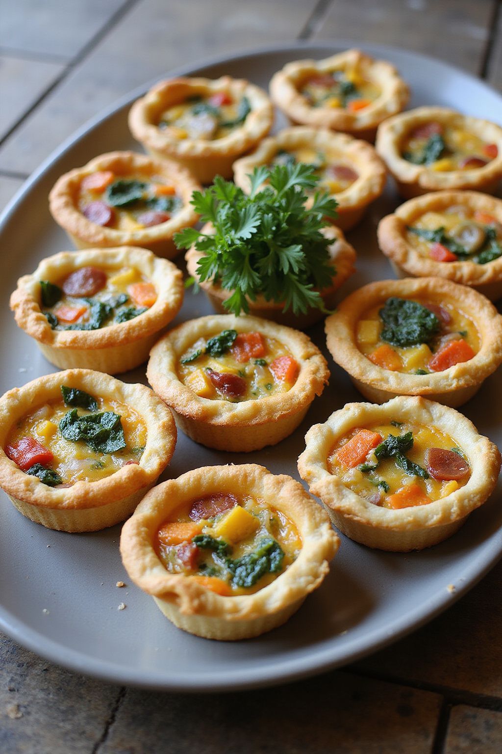 Mini Quiche with Vegetables and Cheese