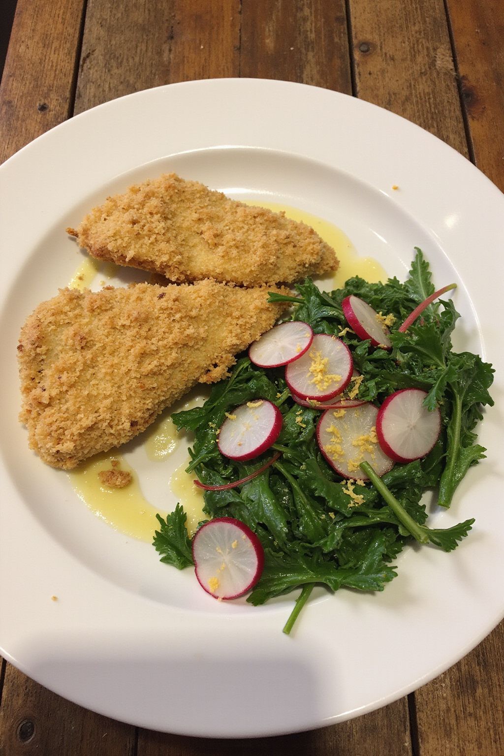 Parmesan Crusted Spring Chicken with Radish Salad