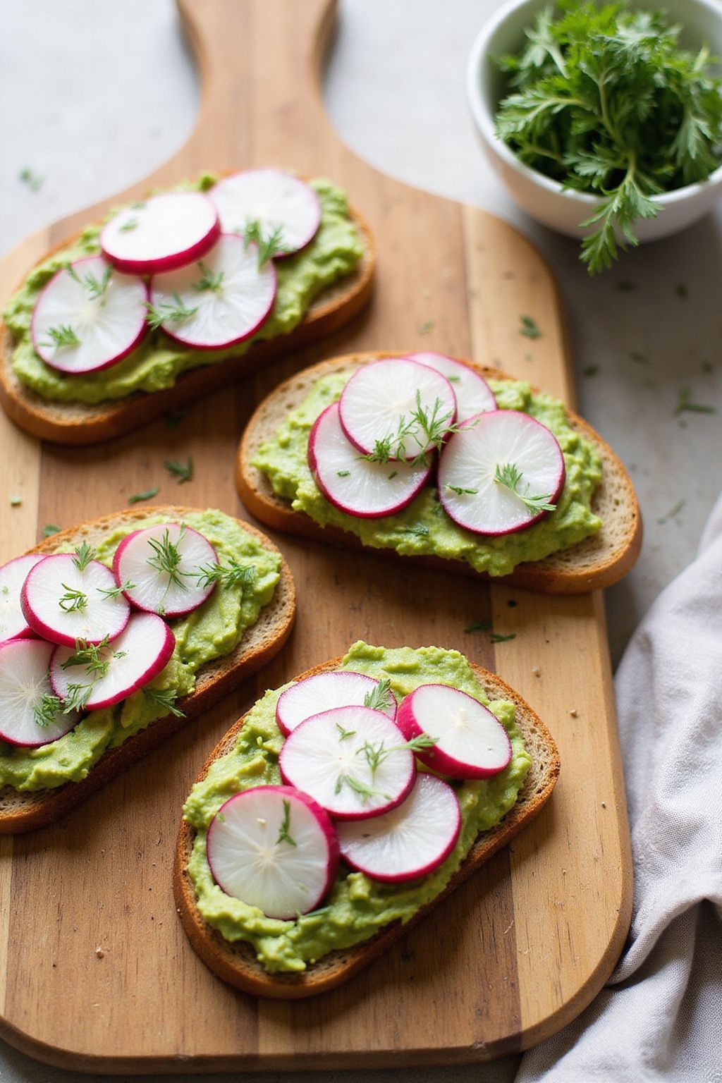 Radish and Avocado Tartines