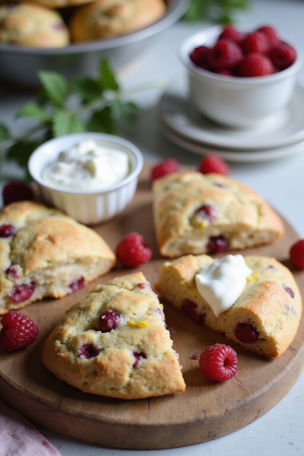 Raspberry Lemon Scones with Cream