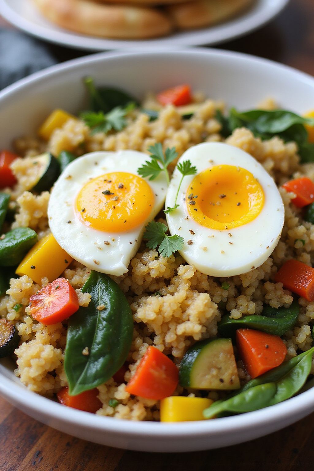 Savory Breakfast Bowl with Quinoa and Veggies