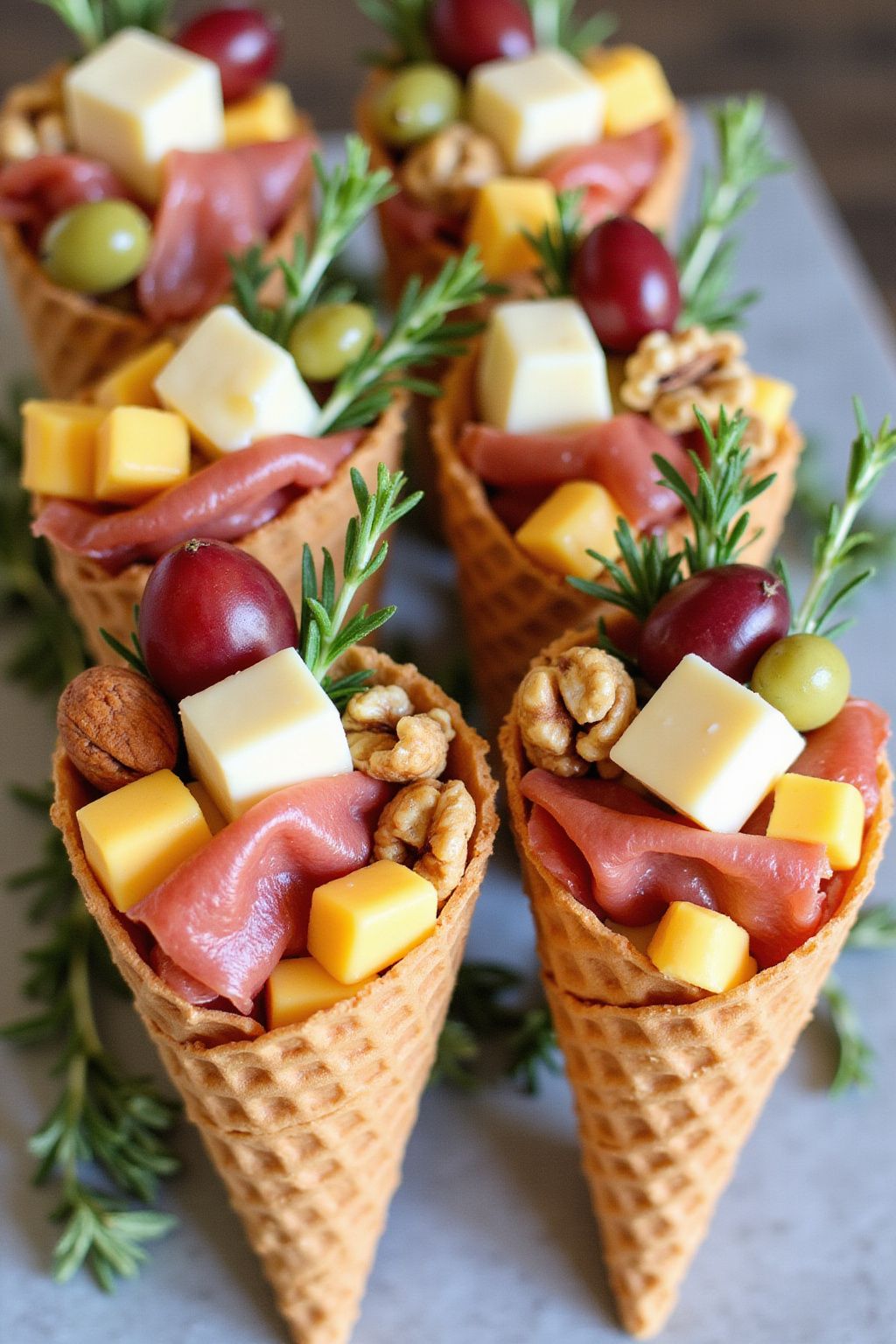 Savory Cheese and Charcuterie Cones  