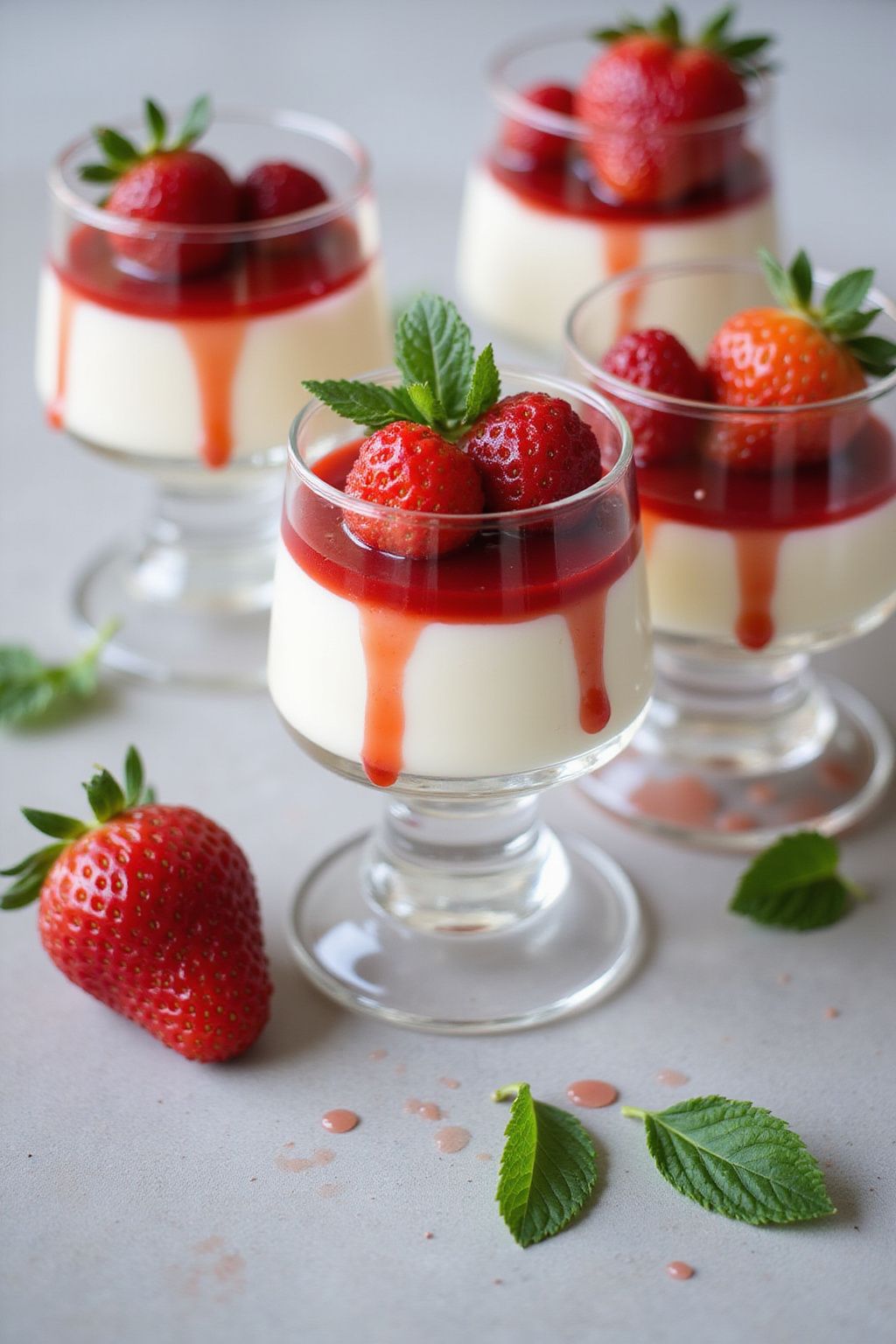 Silky Strawberry Panna Cotta  