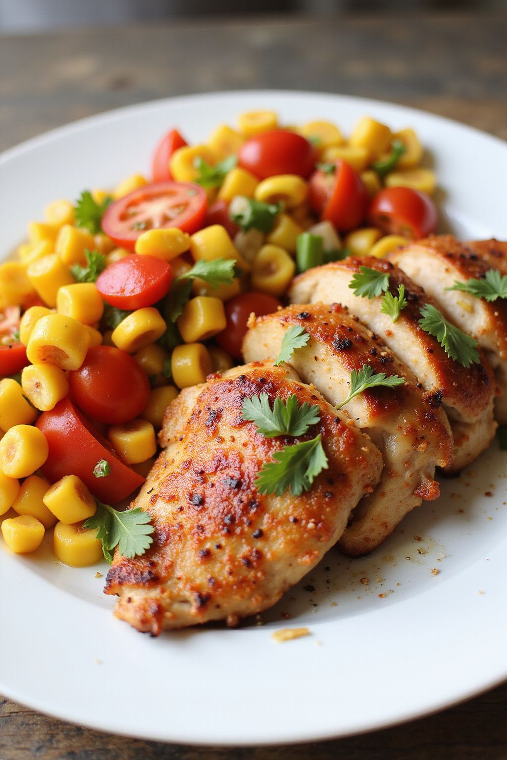 Smoky Paprika Spring Chicken with Corn Salad