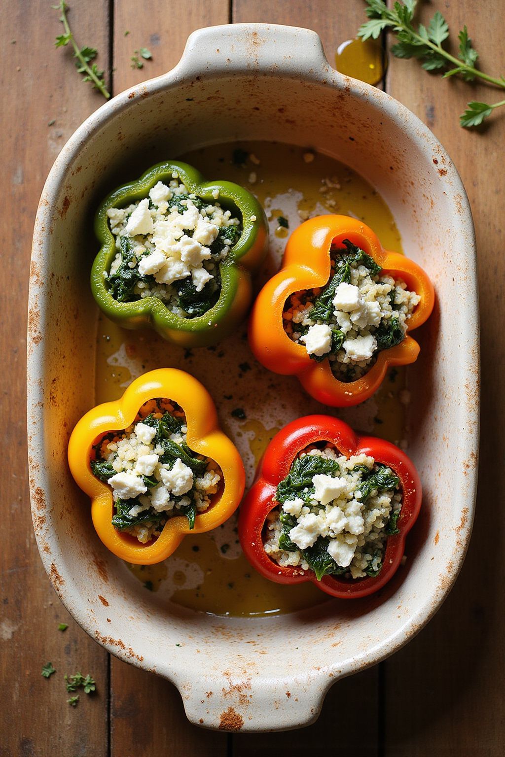 Spinach and Feta Stuffed Peppers  