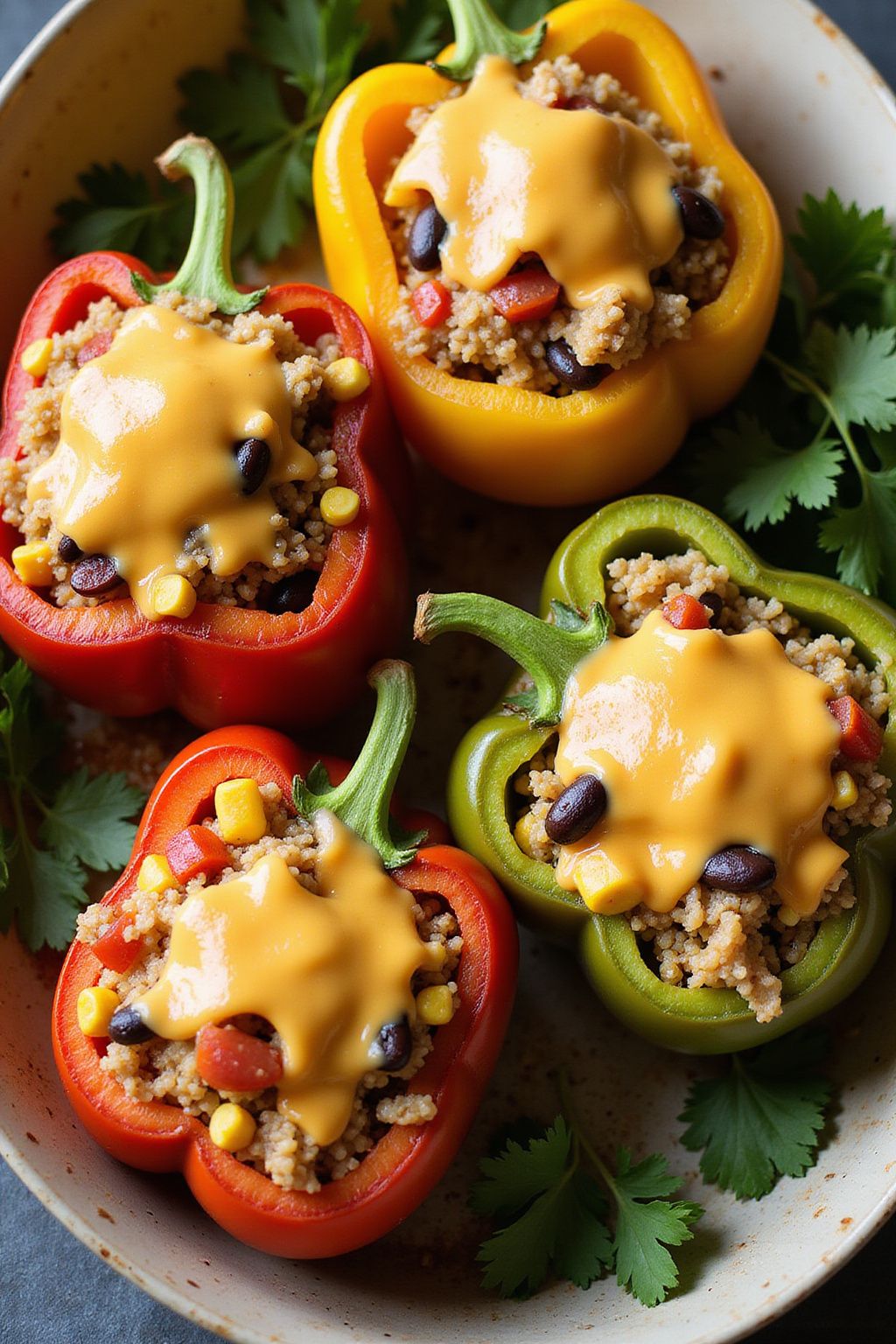 Spring Chicken and Quinoa Stuffed Peppers