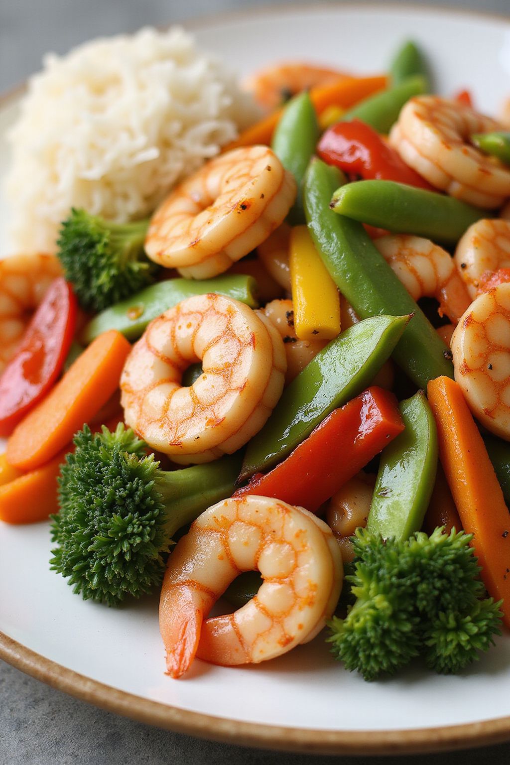 Spring Vegetable and Prawn Stir-Fry