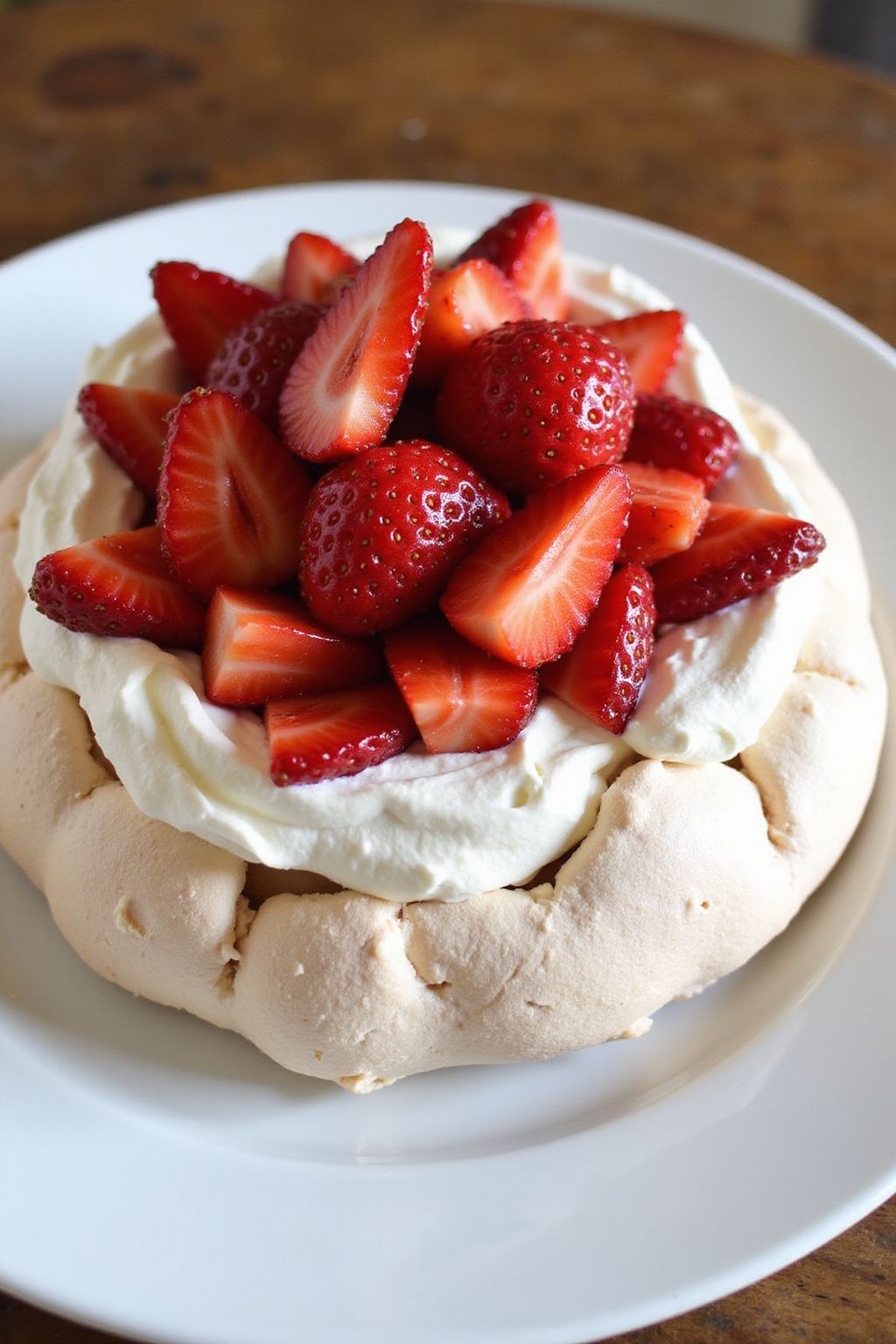 Strawberry Pavlova with Whipped Cream  