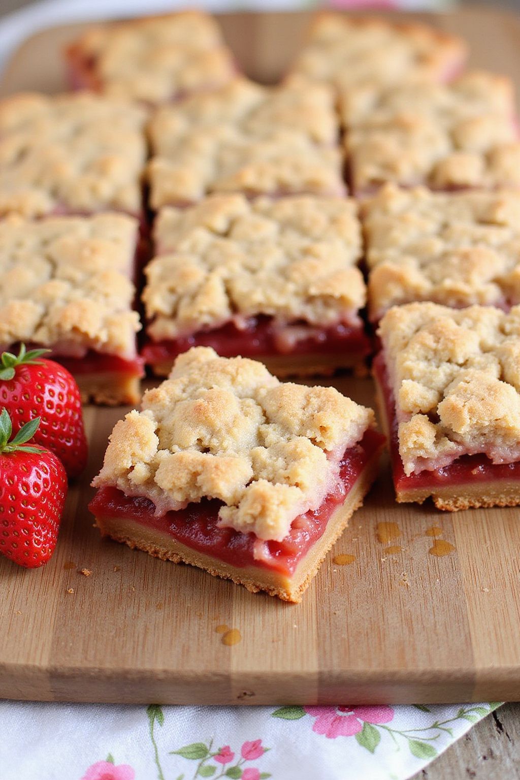 Strawberry Rhubarb Crumble Bars  