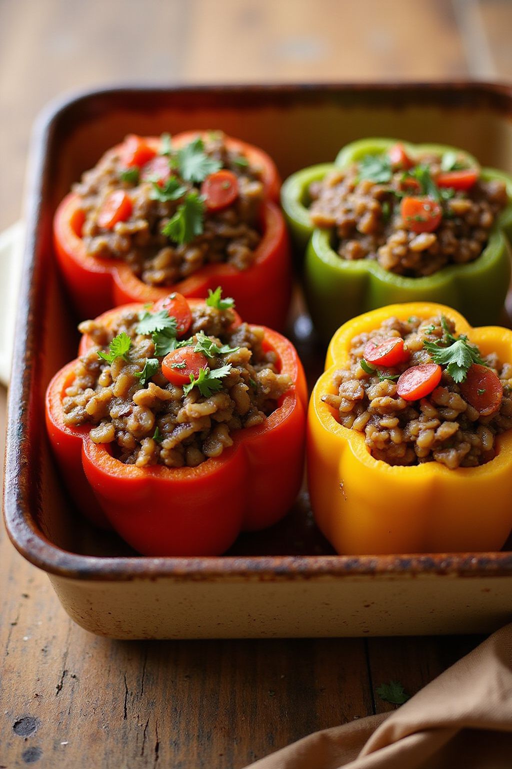 Stuffed Bell Peppers with Lentils  