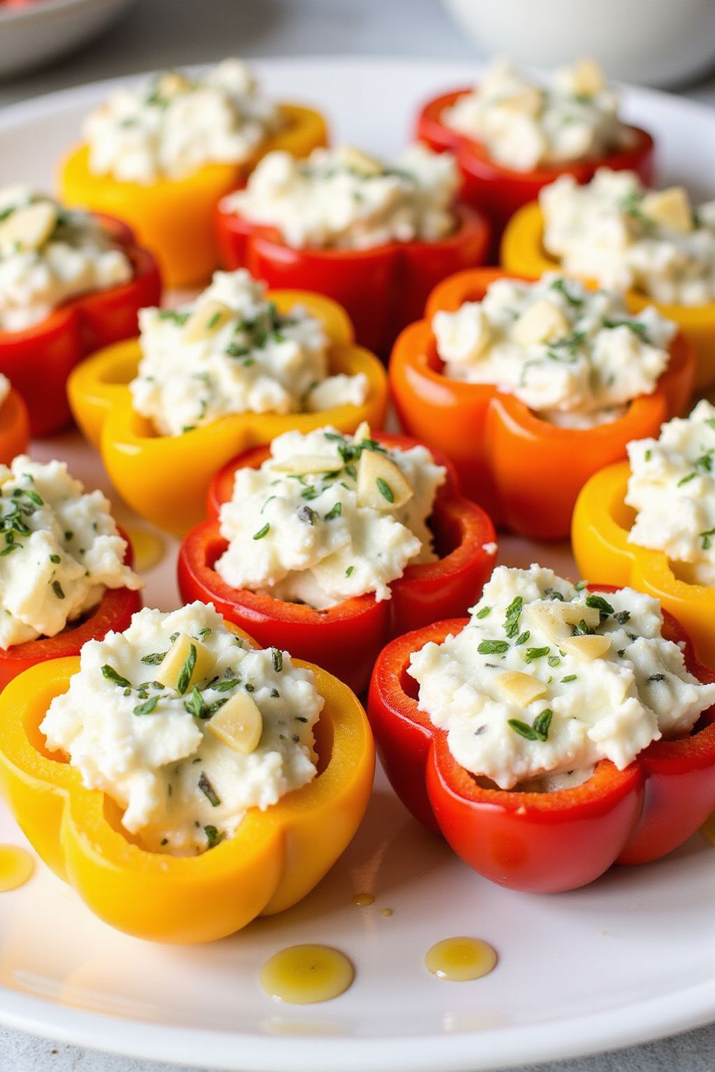 Stuffed Mini Peppers with Goat Cheese and Thyme  