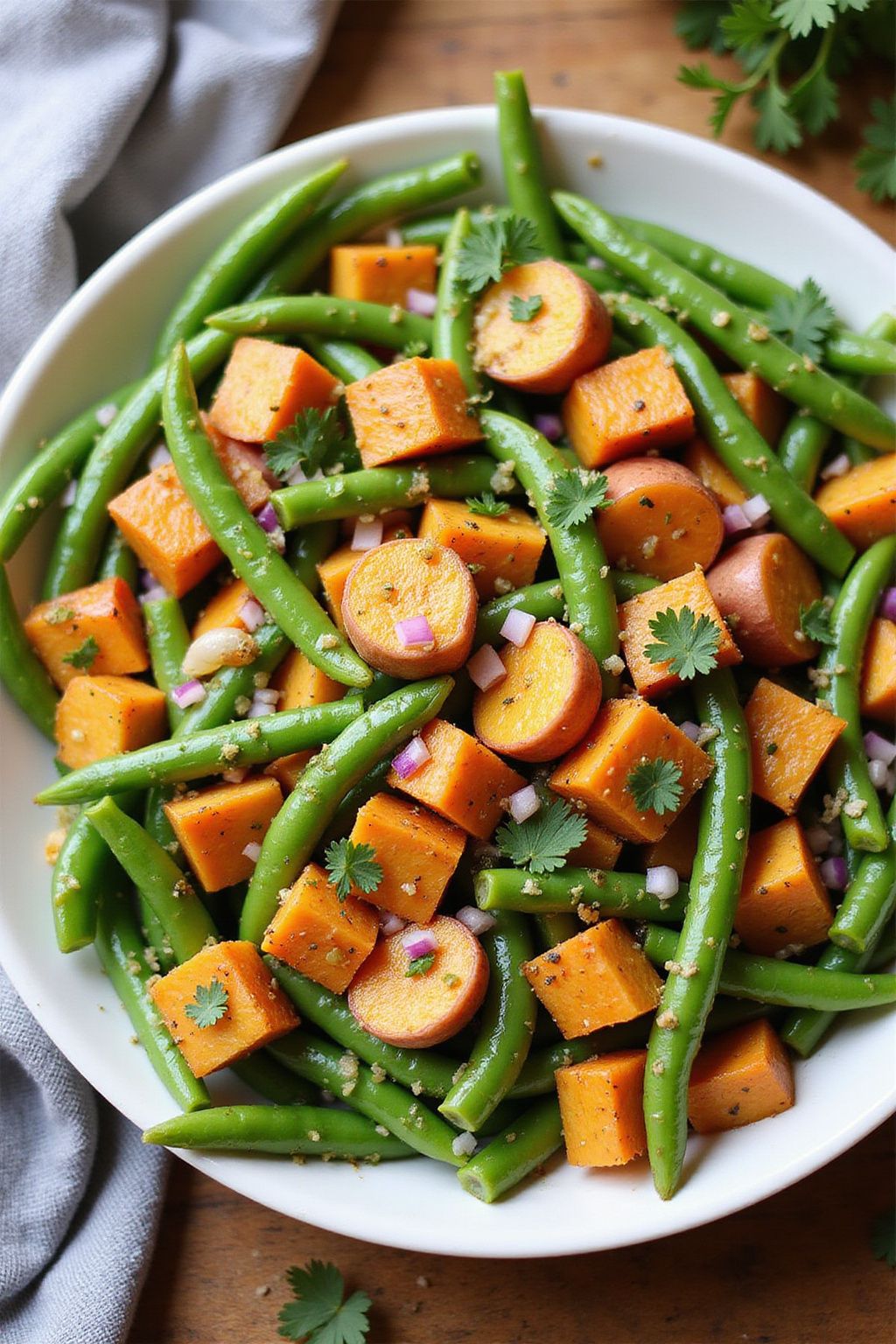 Sweet Potato and Green Bean Salad with Mustard Vinaigrette