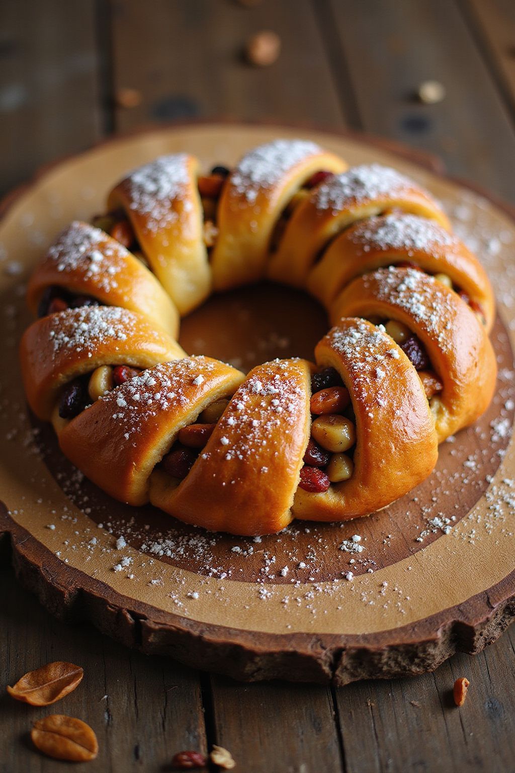 Twisted Nut & Fruit Pastry Wreath